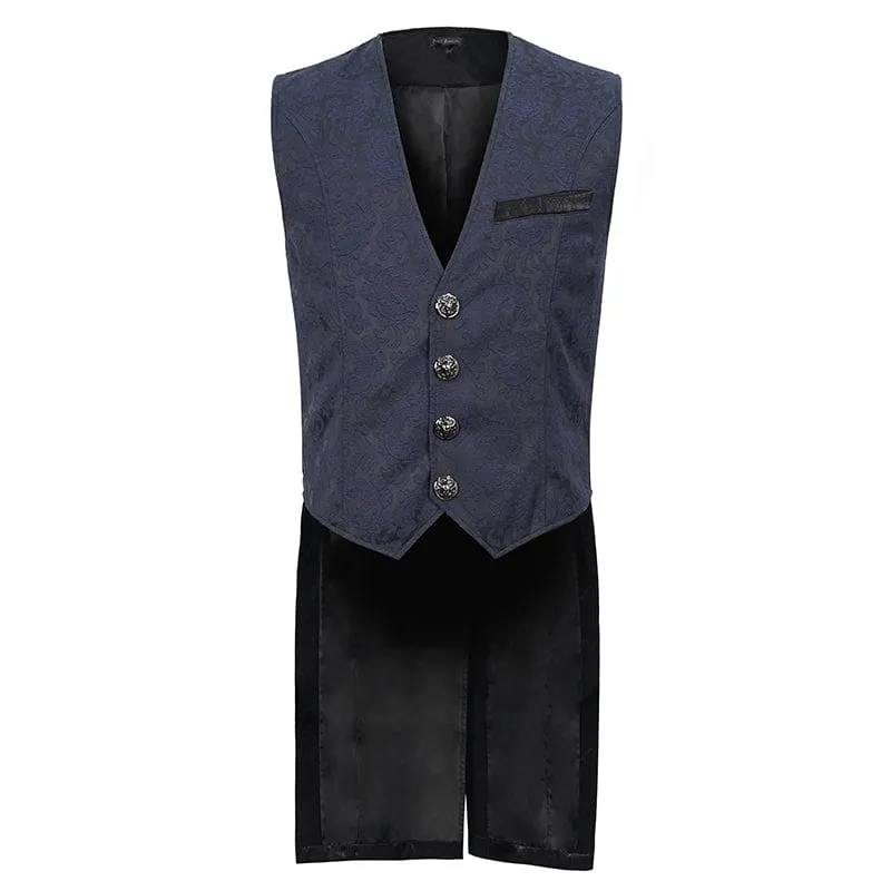 Herren Gothic Cashew bedruckter Schwalbenschwanz-Blauer Taillenmantel