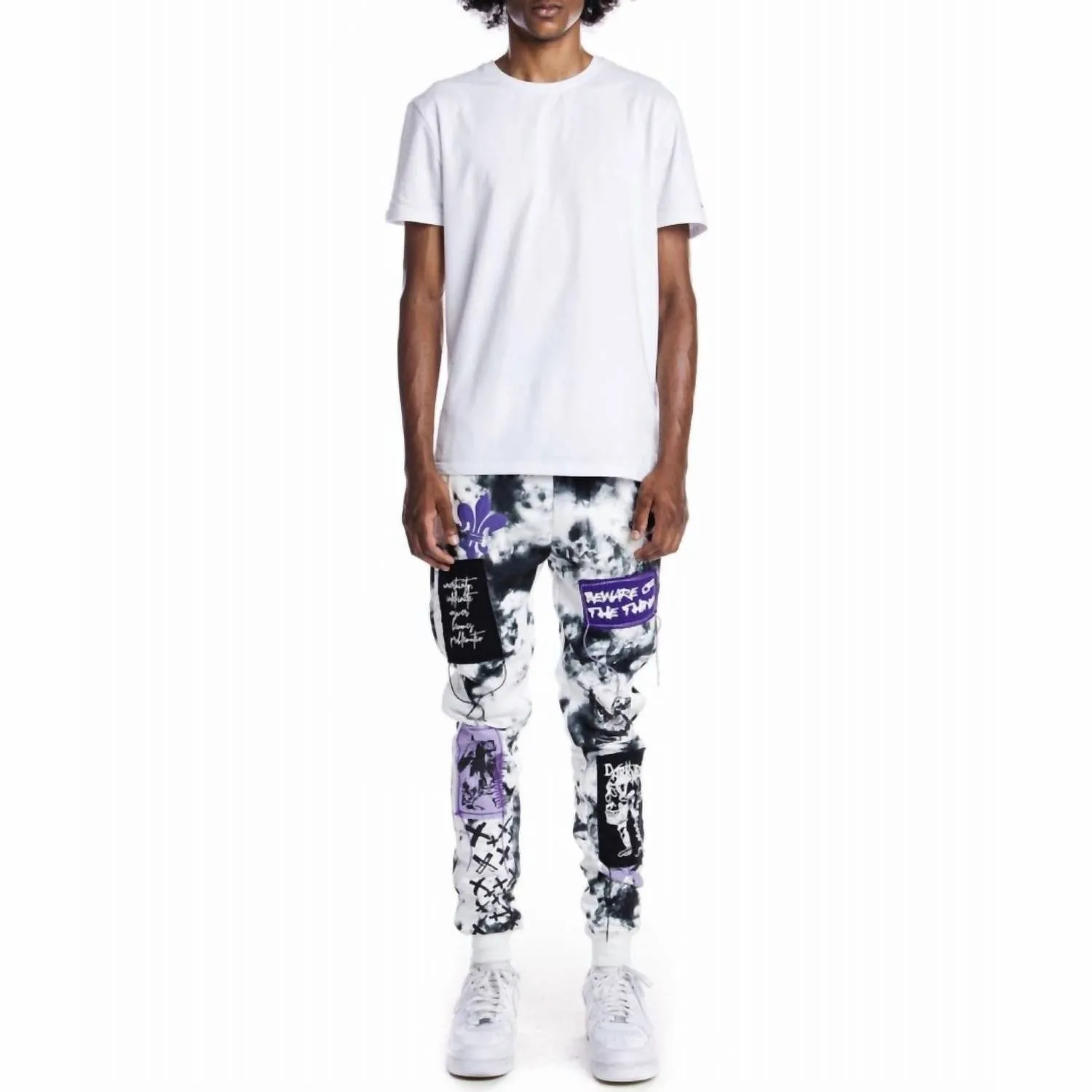 Herren Gothic Fashion Fleece Jogger in Wolken-Schwarz