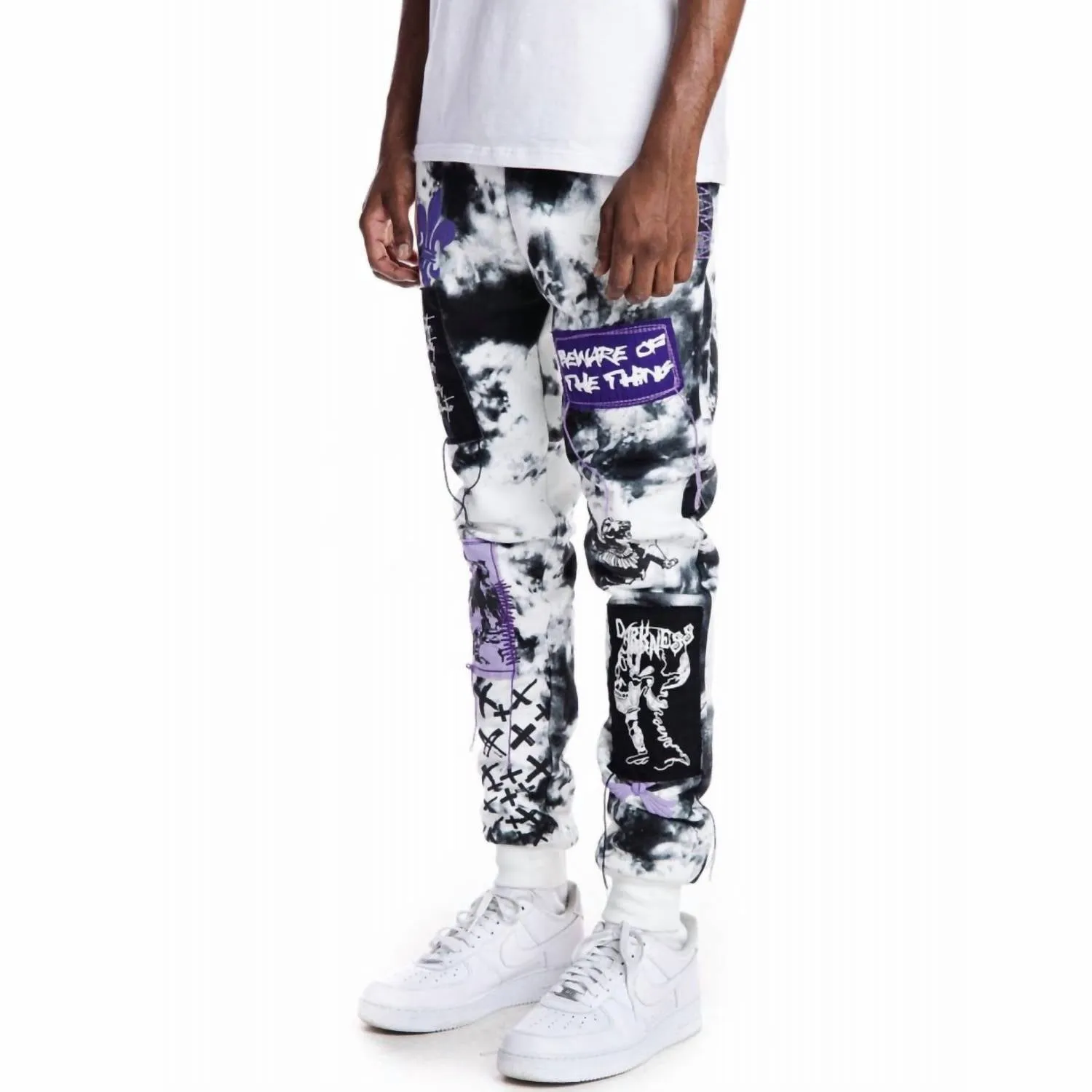 Herren Gothic Fashion Fleece Jogger in Wolken-Schwarz