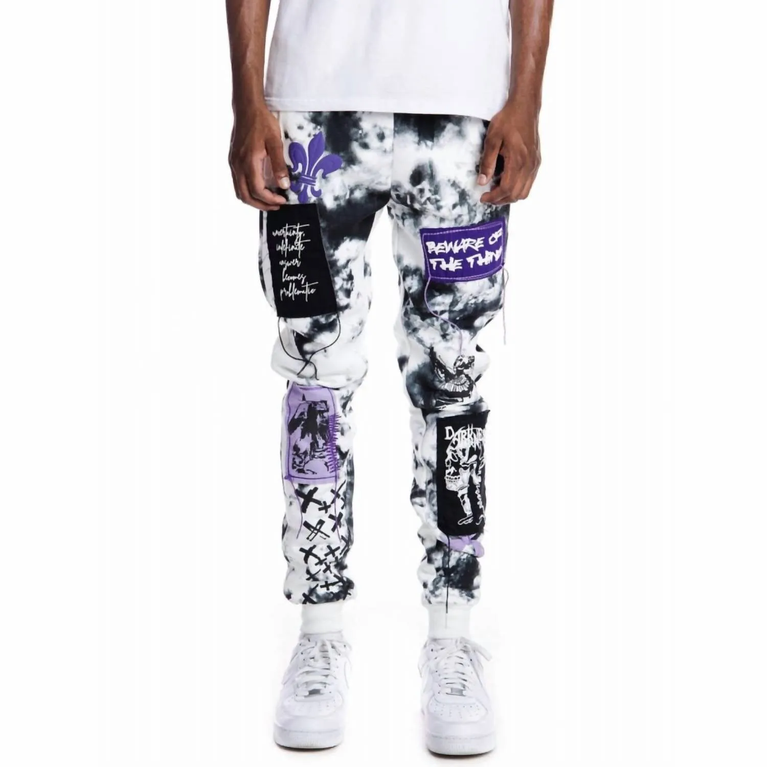 Herren Gothic Fashion Fleece Jogger in Wolken-Schwarz