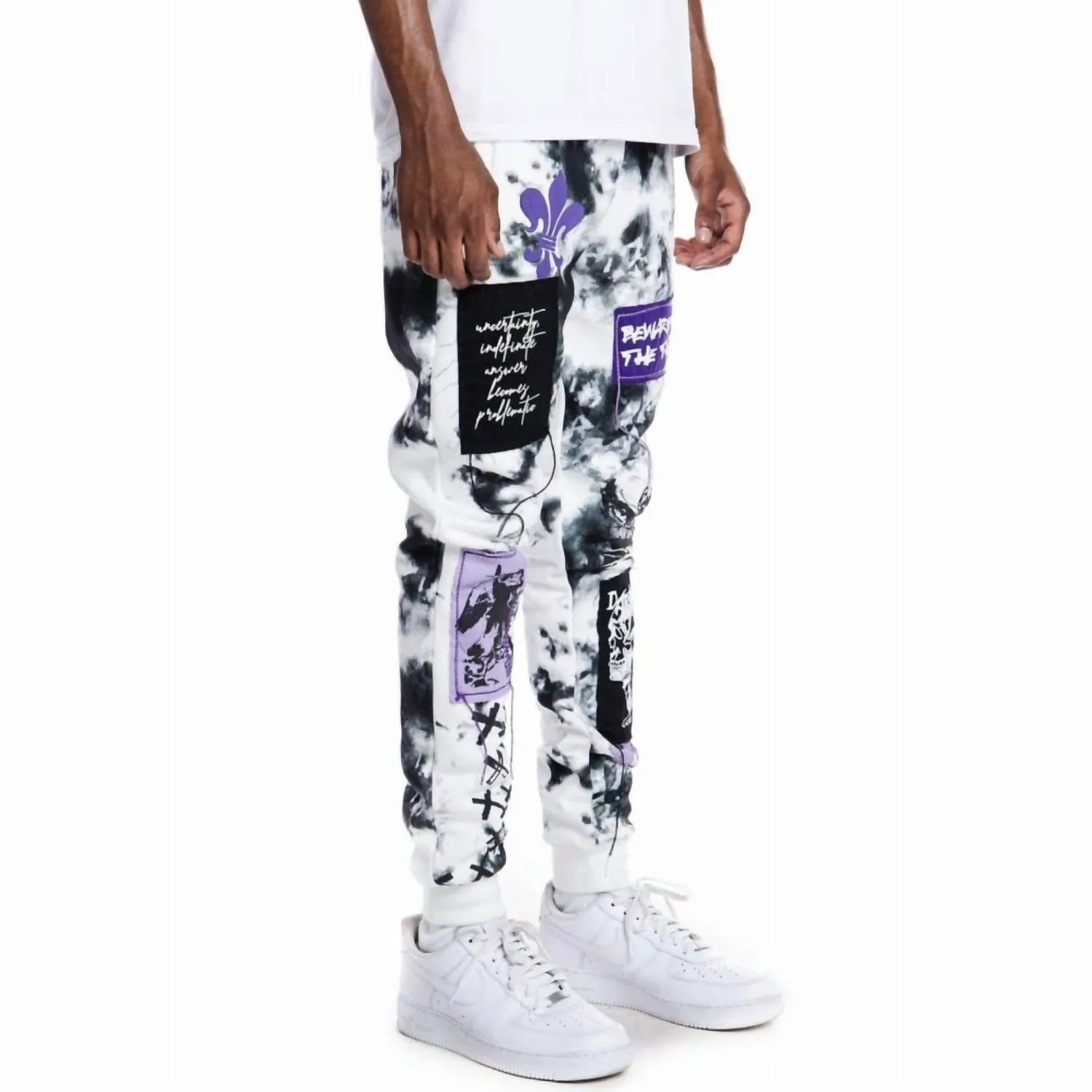 Herren Gothic Fashion Fleece Jogger in Wolken-Schwarz