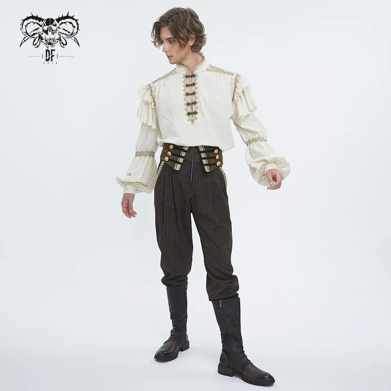 Herren-Gothic-Kunstleder-Hose mit Streifen-Applikationen