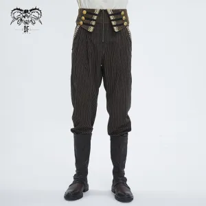 Herren-Gothic-Kunstleder-Hose mit Streifen-Applikationen