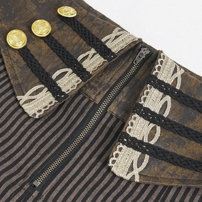 Herren-Gothic-Kunstleder-Hose mit Streifen-Applikationen