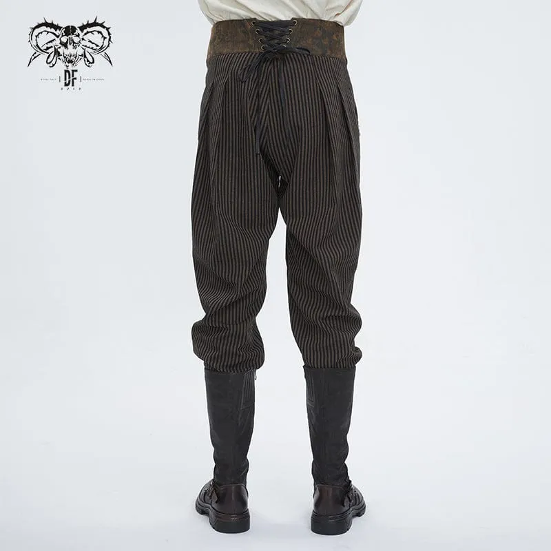 Herren-Gothic-Kunstleder-Hose mit Streifen-Applikationen