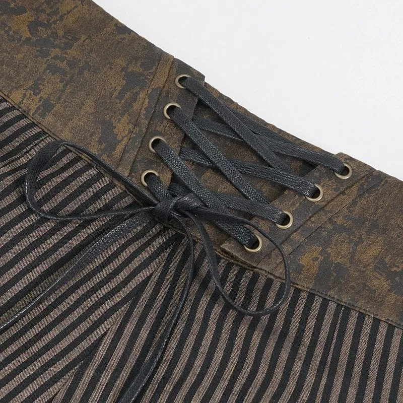 Herren-Gothic-Kunstleder-Hose mit Streifen-Applikationen