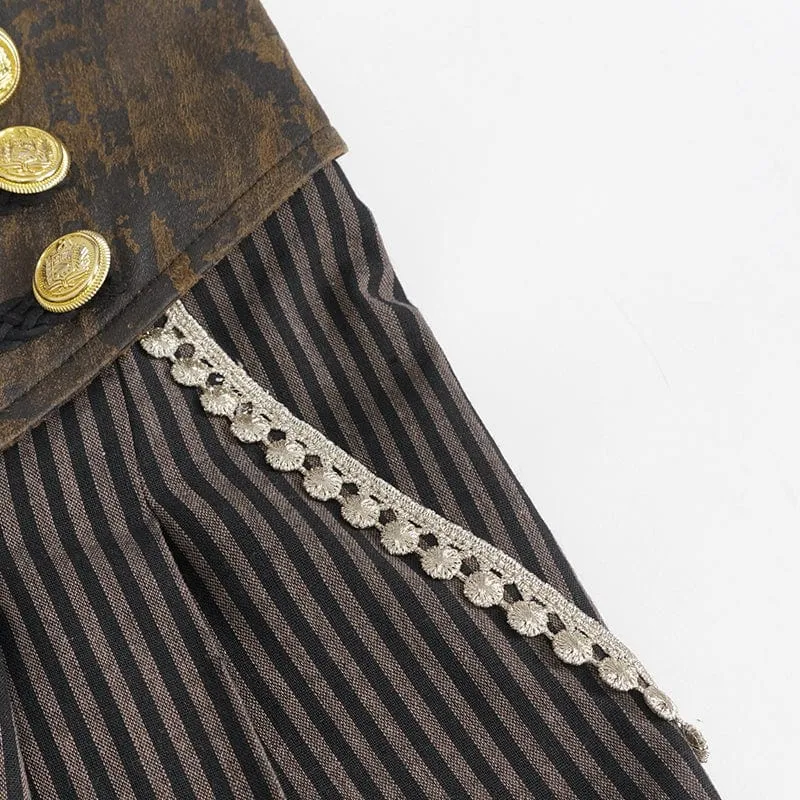 Herren-Gothic-Kunstleder-Hose mit Streifen-Applikationen