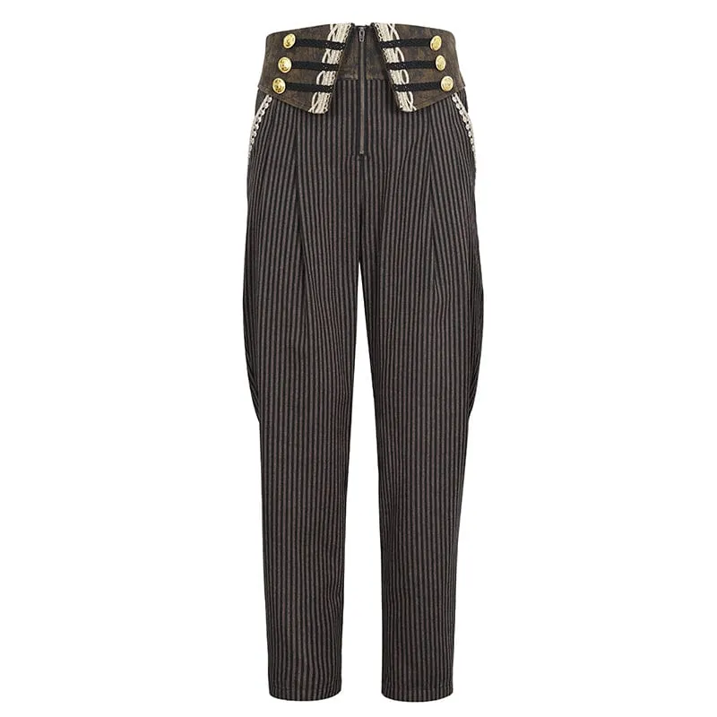 Herren-Gothic-Kunstleder-Hose mit Streifen-Applikationen