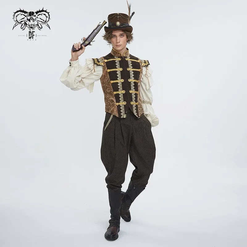 Herren-Gothic-Kunstleder-Hose mit Streifen-Applikationen