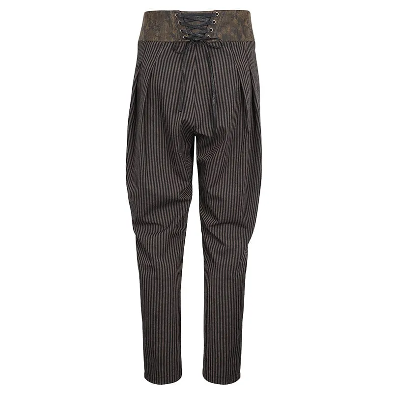 Herren-Gothic-Kunstleder-Hose mit Streifen-Applikationen