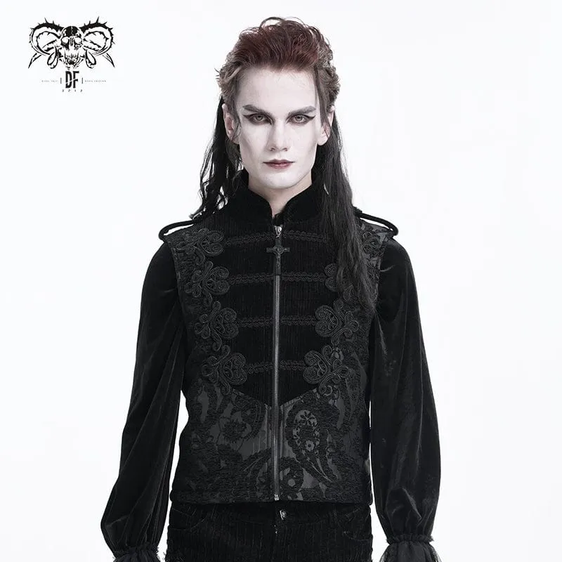 Herren Gothic Blumen Häkel Reißverschluss Weste