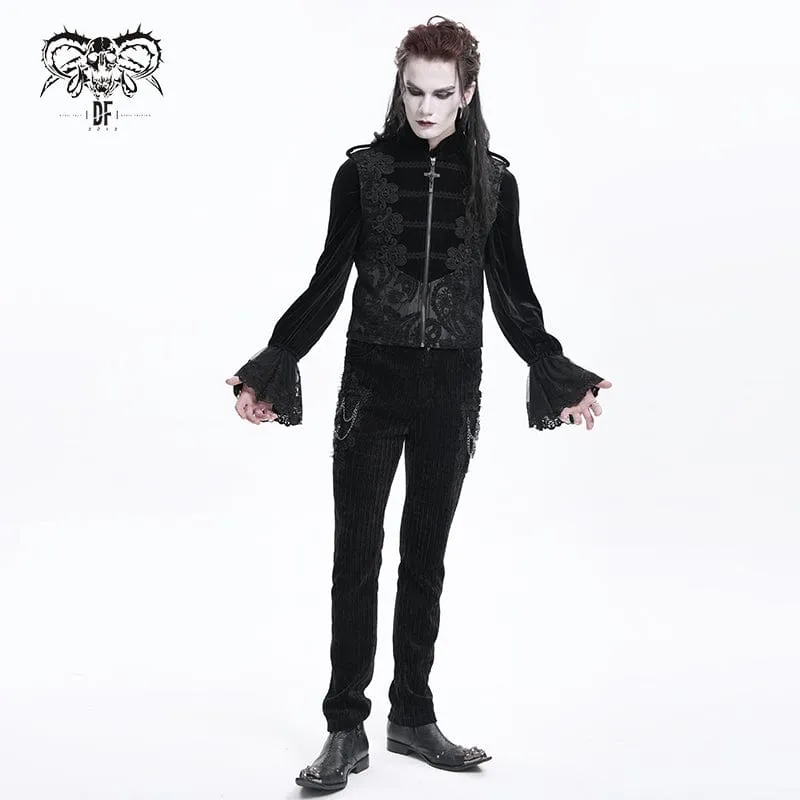 Herren Gothic Blumen Häkel Reißverschluss Weste