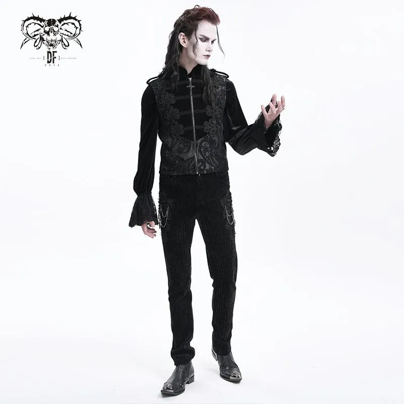 Herren Gothic Blumen Häkel Reißverschluss Weste