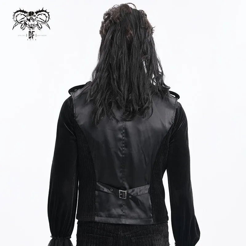Herren Gothic Blumen Häkel Reißverschluss Weste