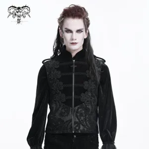 Herren Gothic Blumen Häkel Reißverschluss Weste