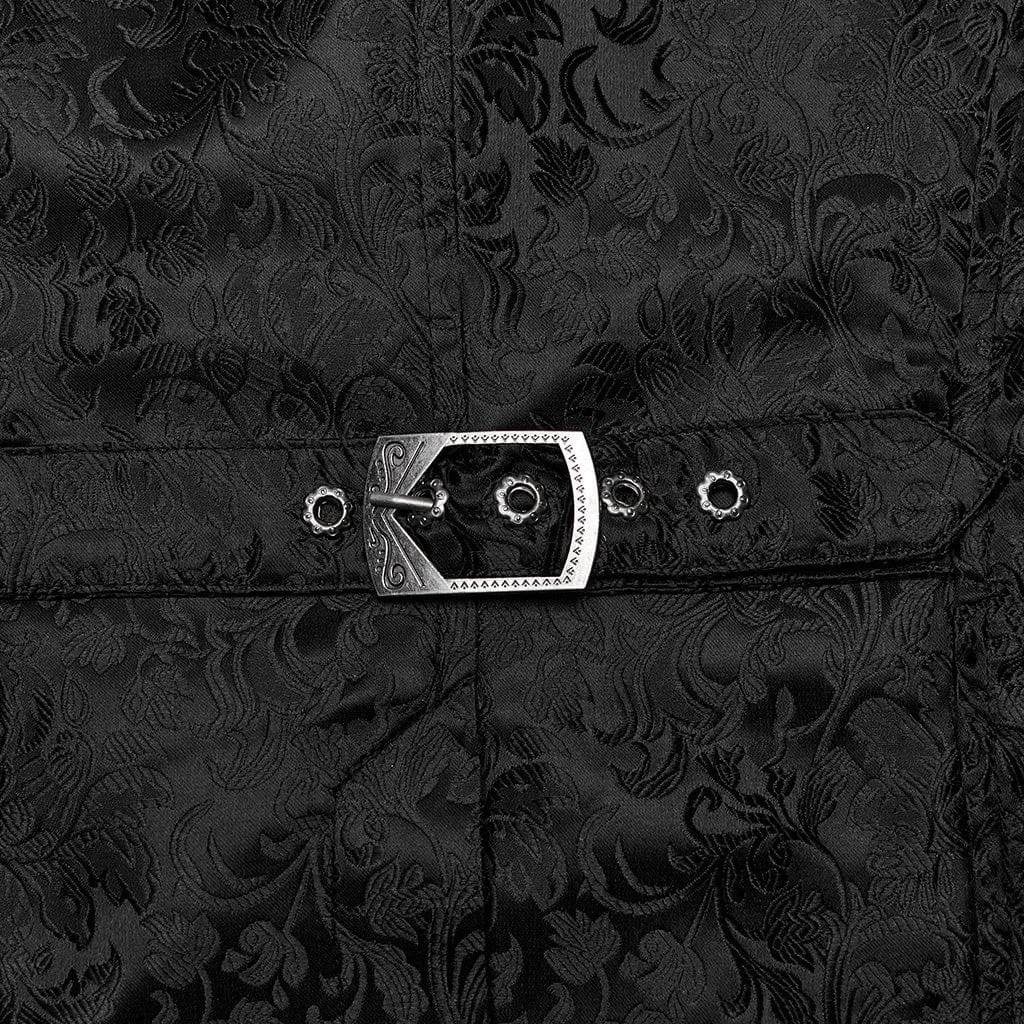 Herren Gothic Blumenjacquard-Schnürweste in Schwarz und Blau