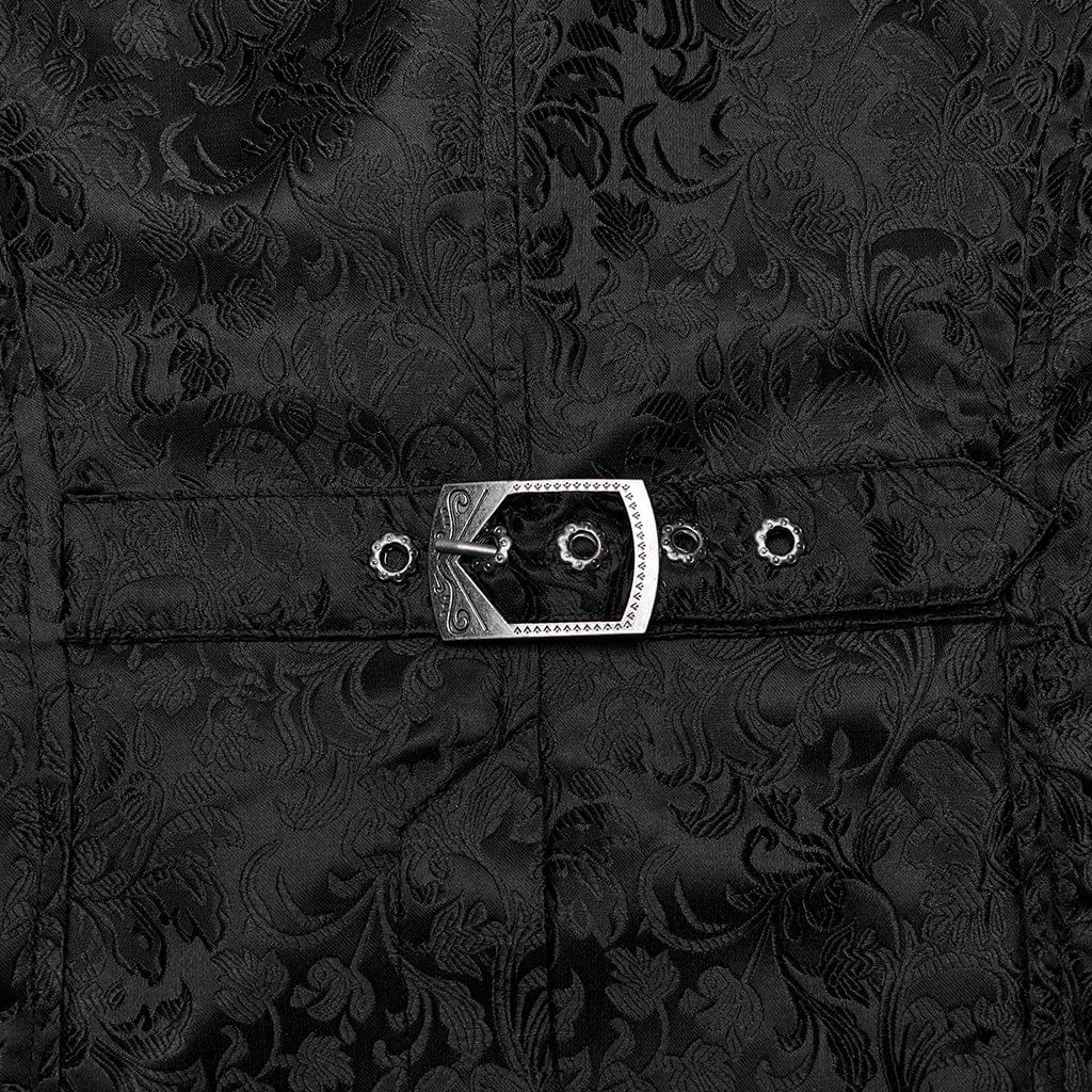 Herren Gothic Blumen-Jacquard-Vest mit Schnürung