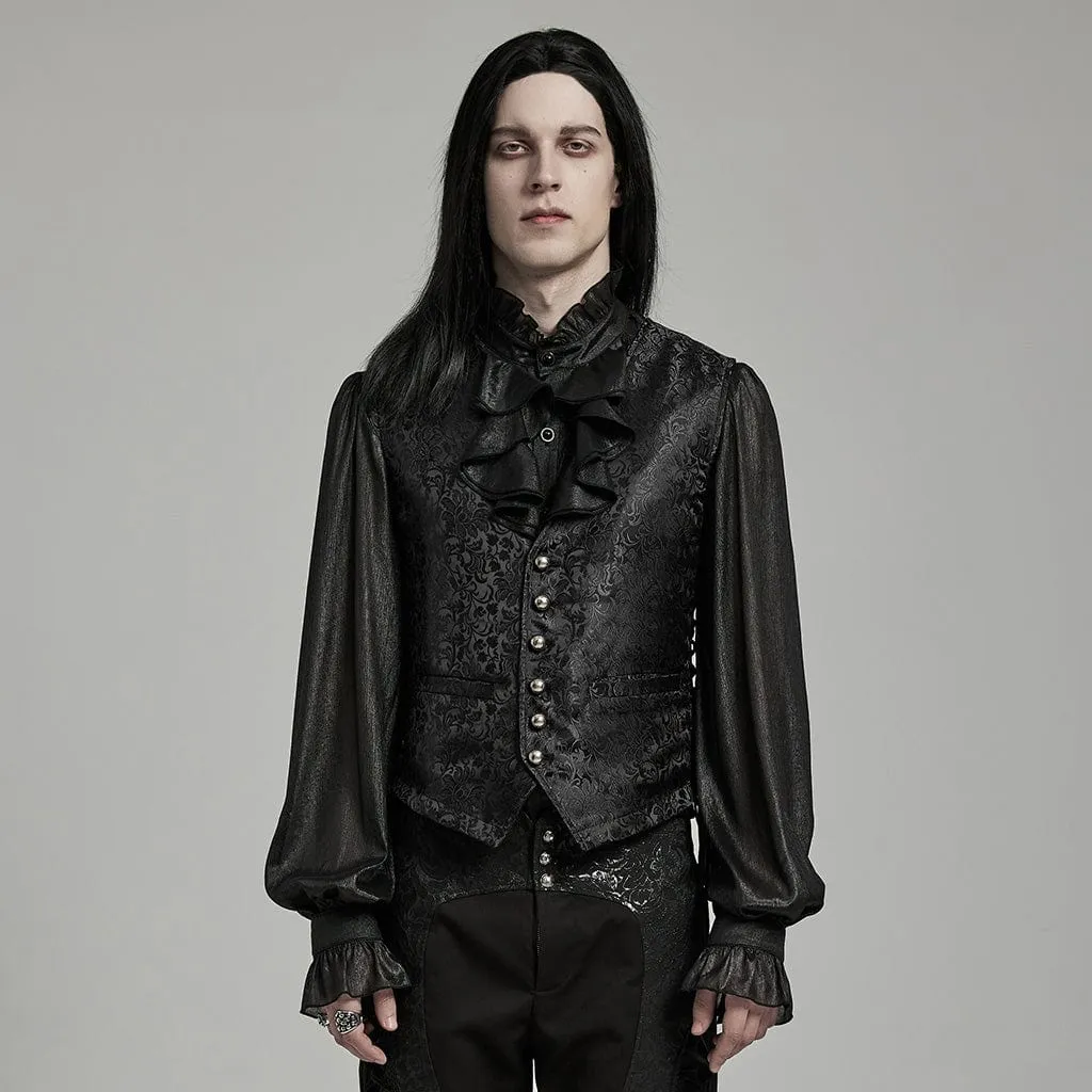 Herren Gothic Blumen-Jacquard-Vest mit Schnürung
