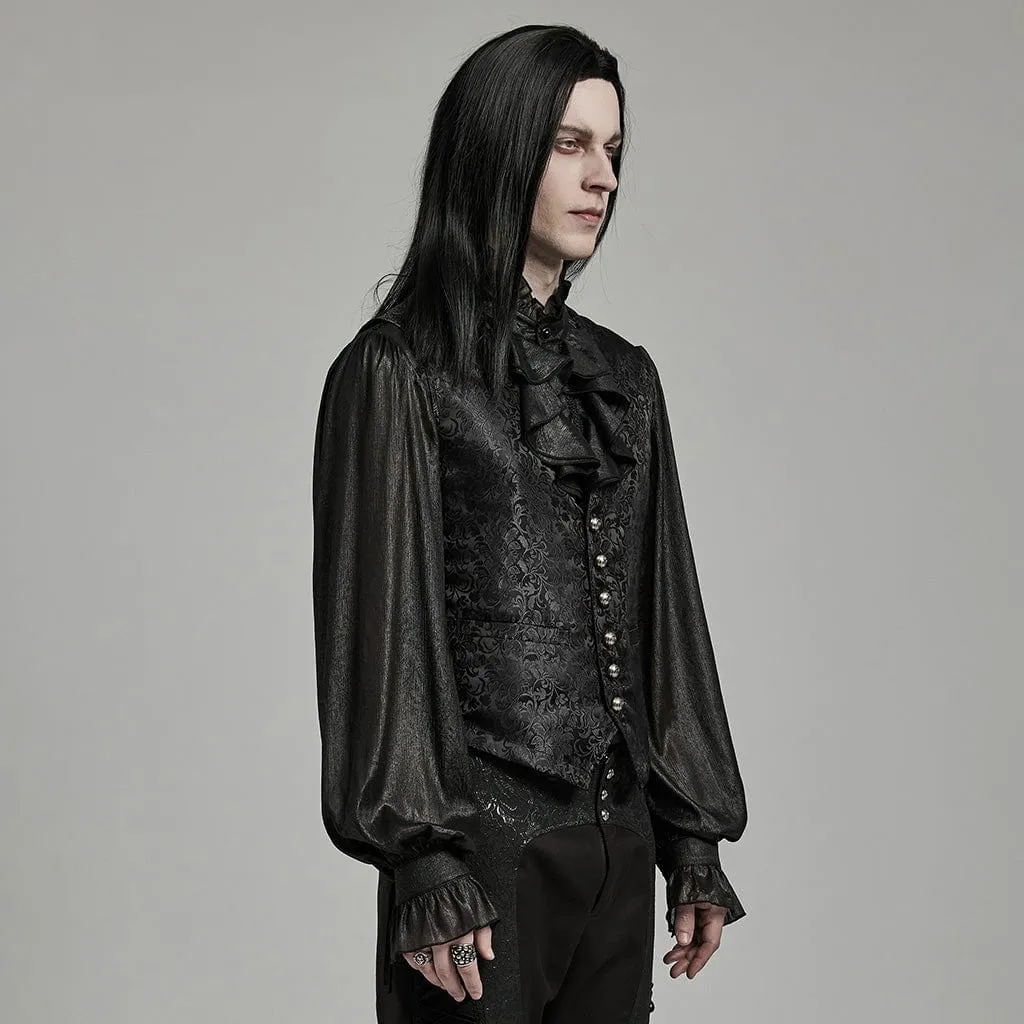 Herren Gothic Blumen-Jacquard-Vest mit Schnürung