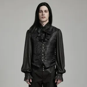 Herren Gothic Blumen-Jacquard-Vest mit Schnürung