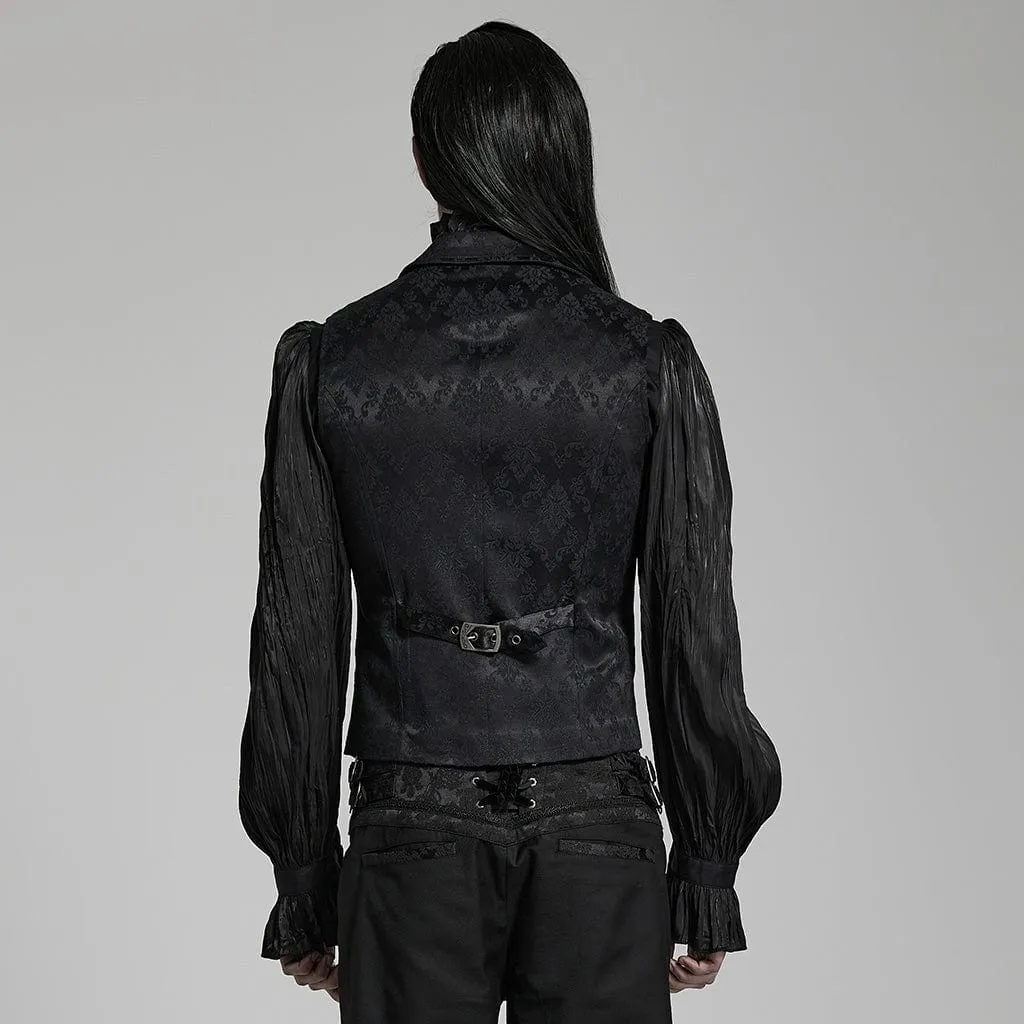Herren Gothic Blumenmuster Rüschenweste