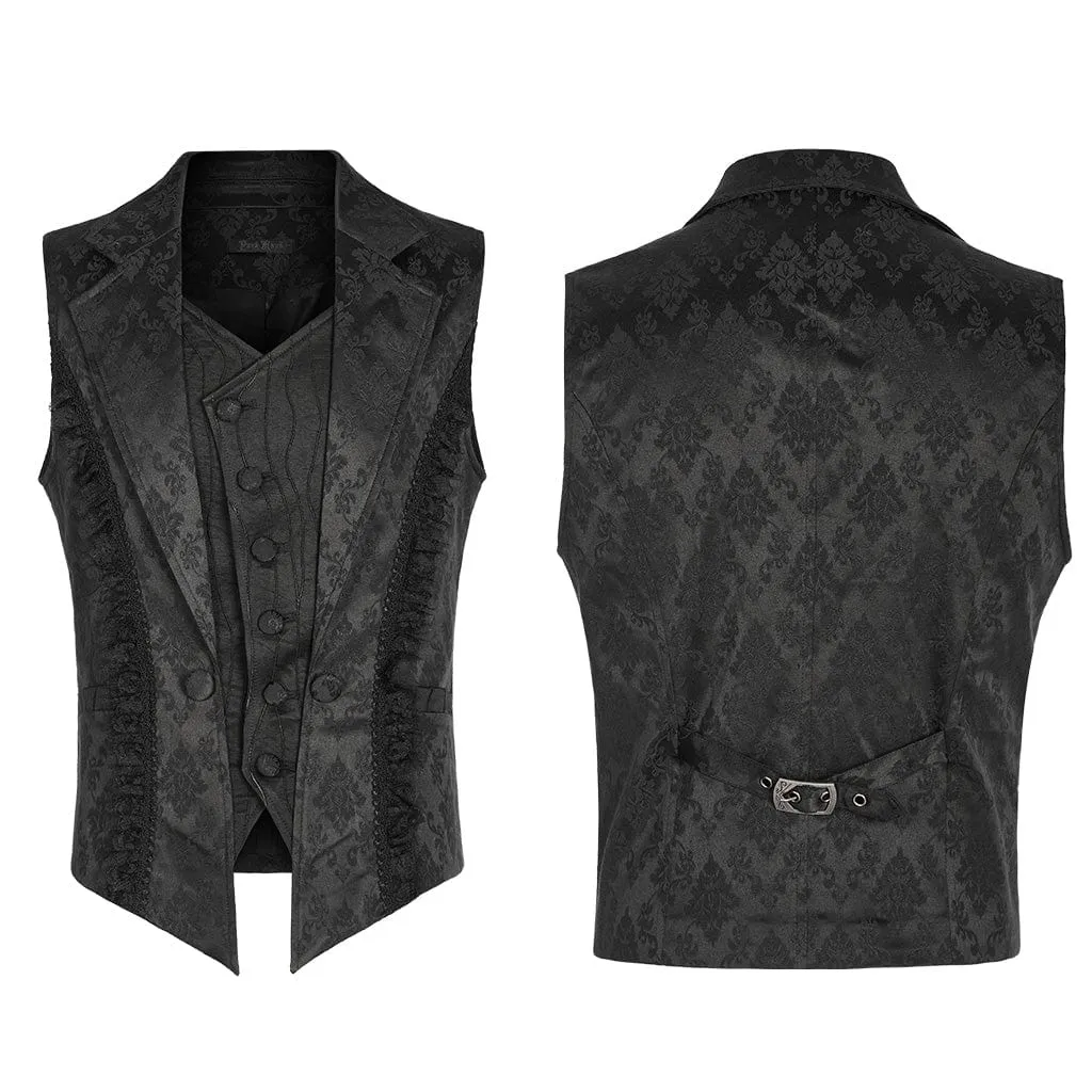 Herren Gothic Blumenmuster Rüschenweste