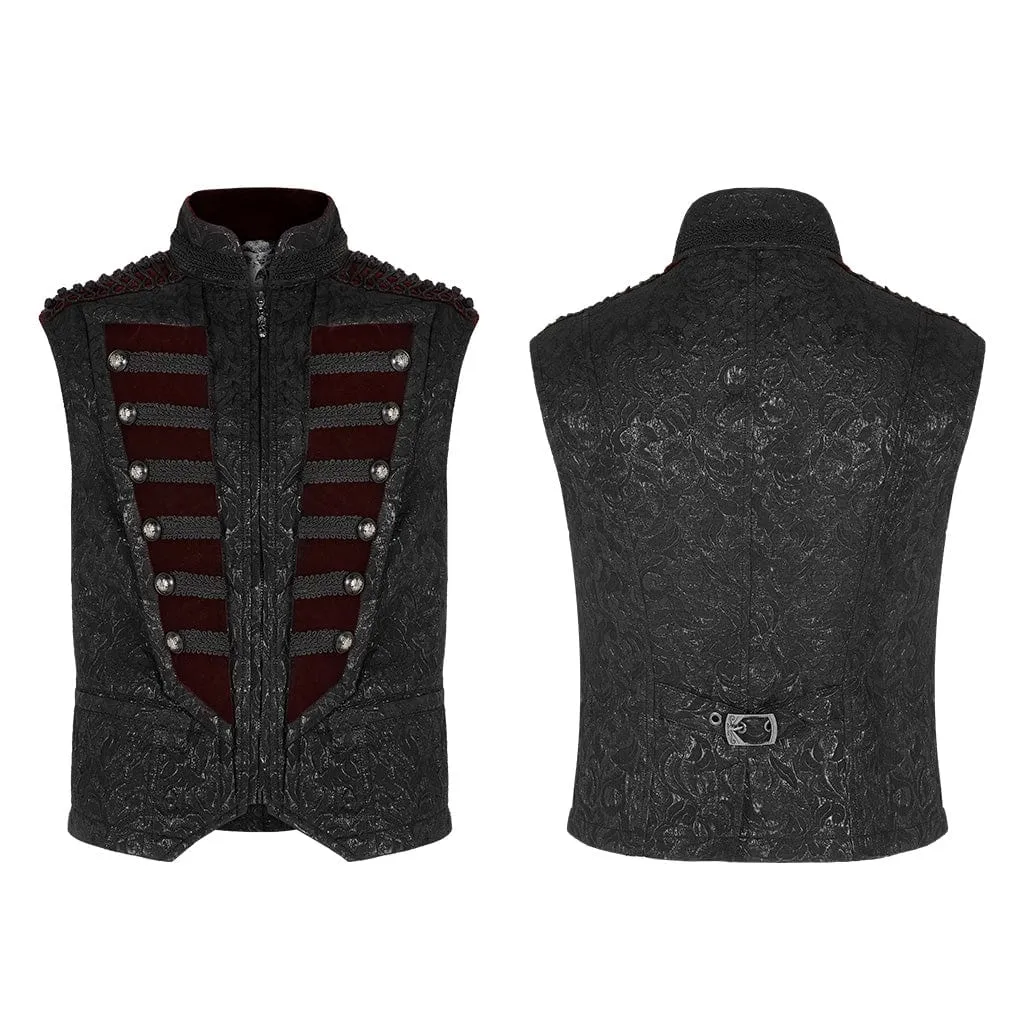 Herren Gothic Jacquard Westen mit vorderer Knopfleiste