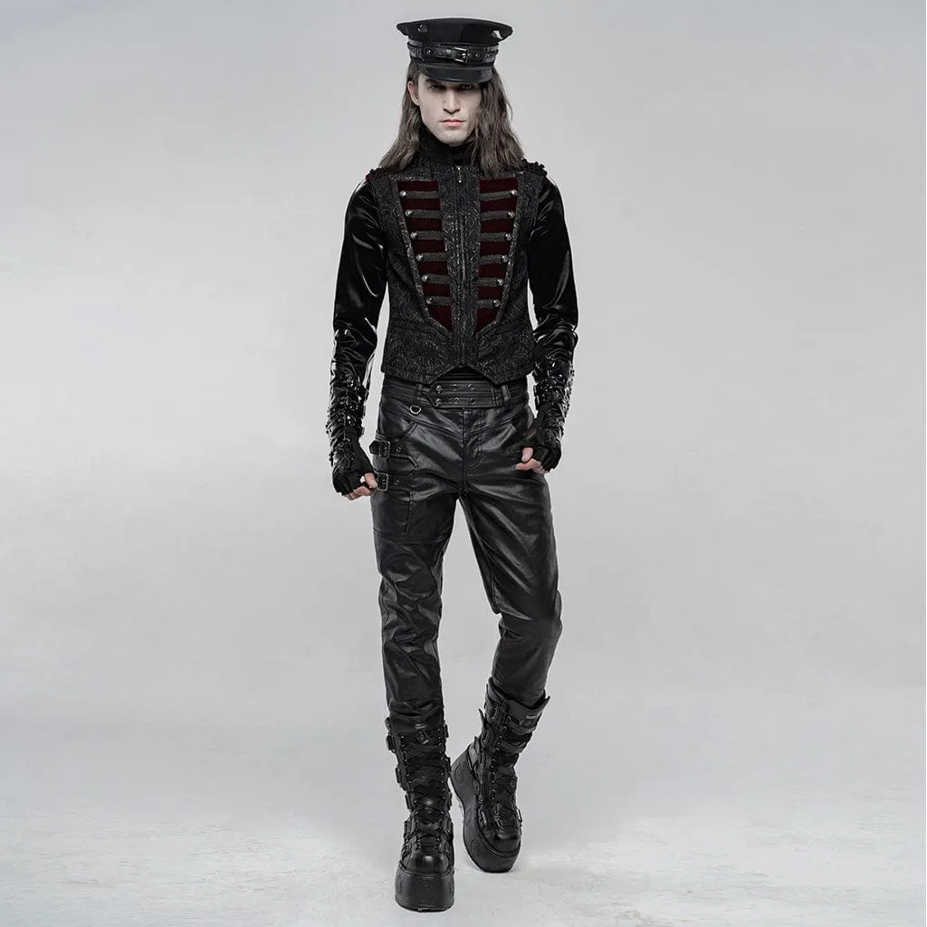 Herren Gothic Jacquard Westen mit vorderer Knopfleiste