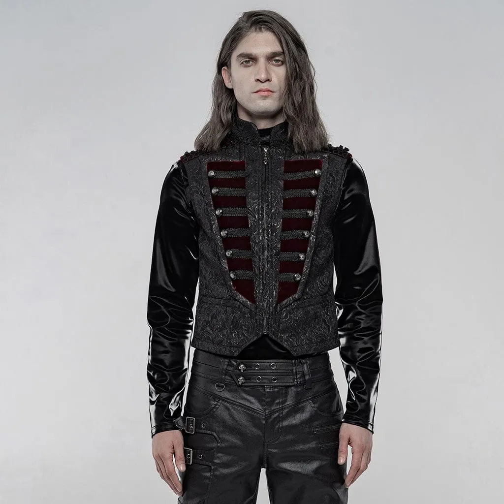 Herren Gothic Jacquard Westen mit vorderer Knopfleiste