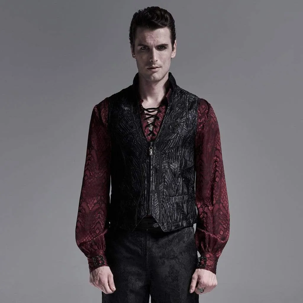Herren Gothic Jacquard Westen mit Frontreißverschluss