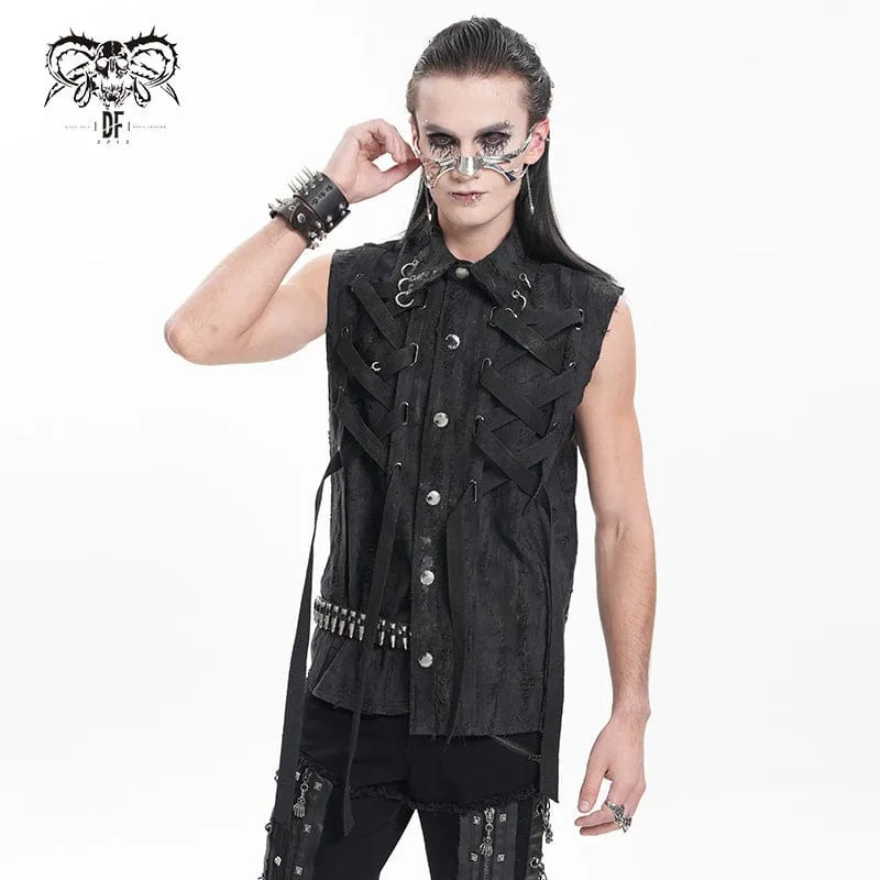 Herren Gothic Spitzen-Rippenring Weste mit Schnürung