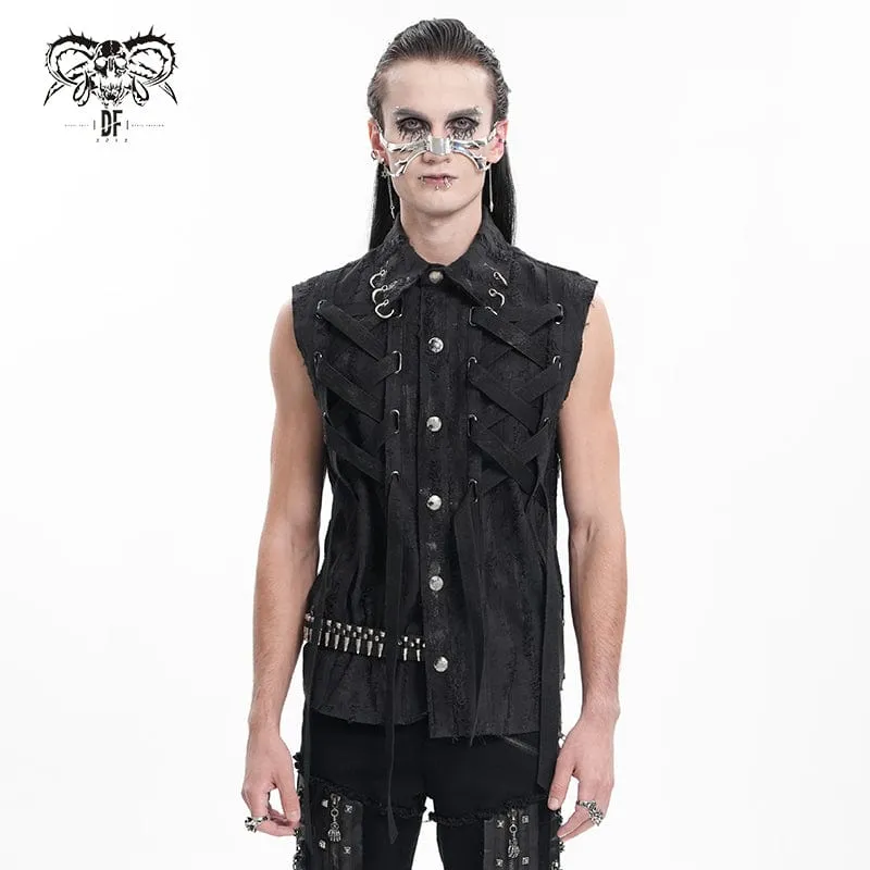 Herren Gothic Spitzen-Rippenring Weste mit Schnürung
