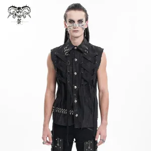Herren Gothic Spitzen-Rippenring Weste mit Schnürung