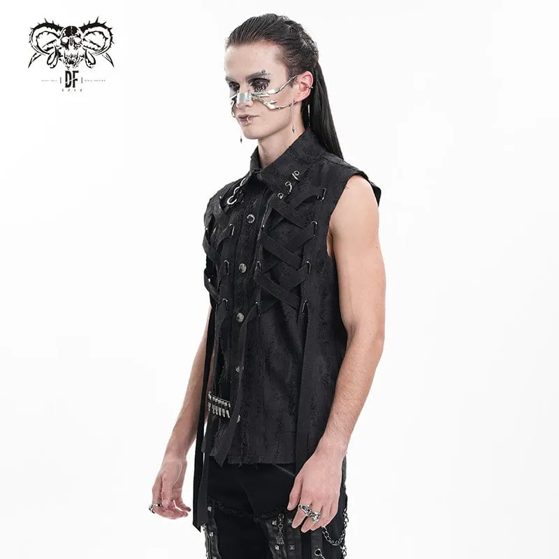 Herren Gothic Spitzen-Rippenring Weste mit Schnürung