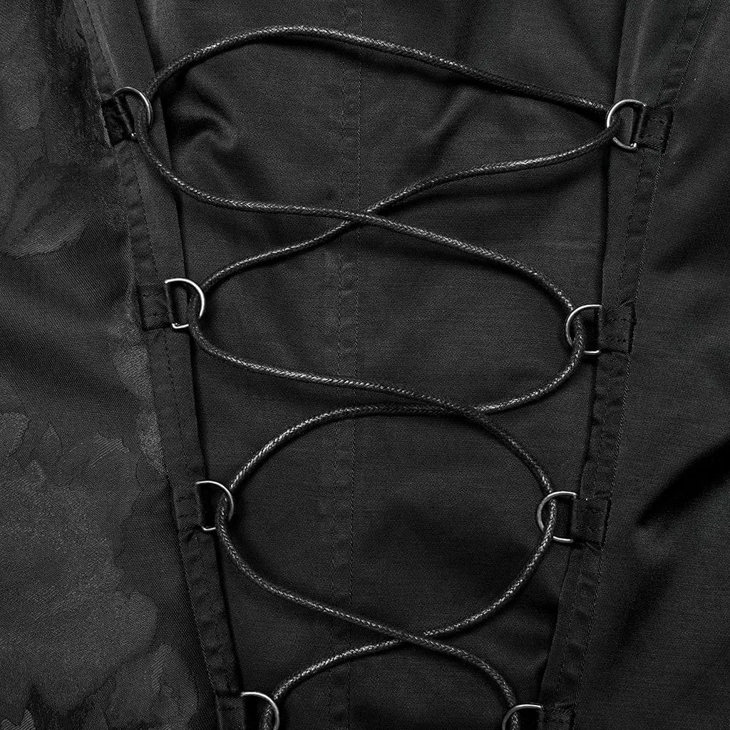 Herren-Gothic-Weste mit Schnürung, Reißverschluss und Kette