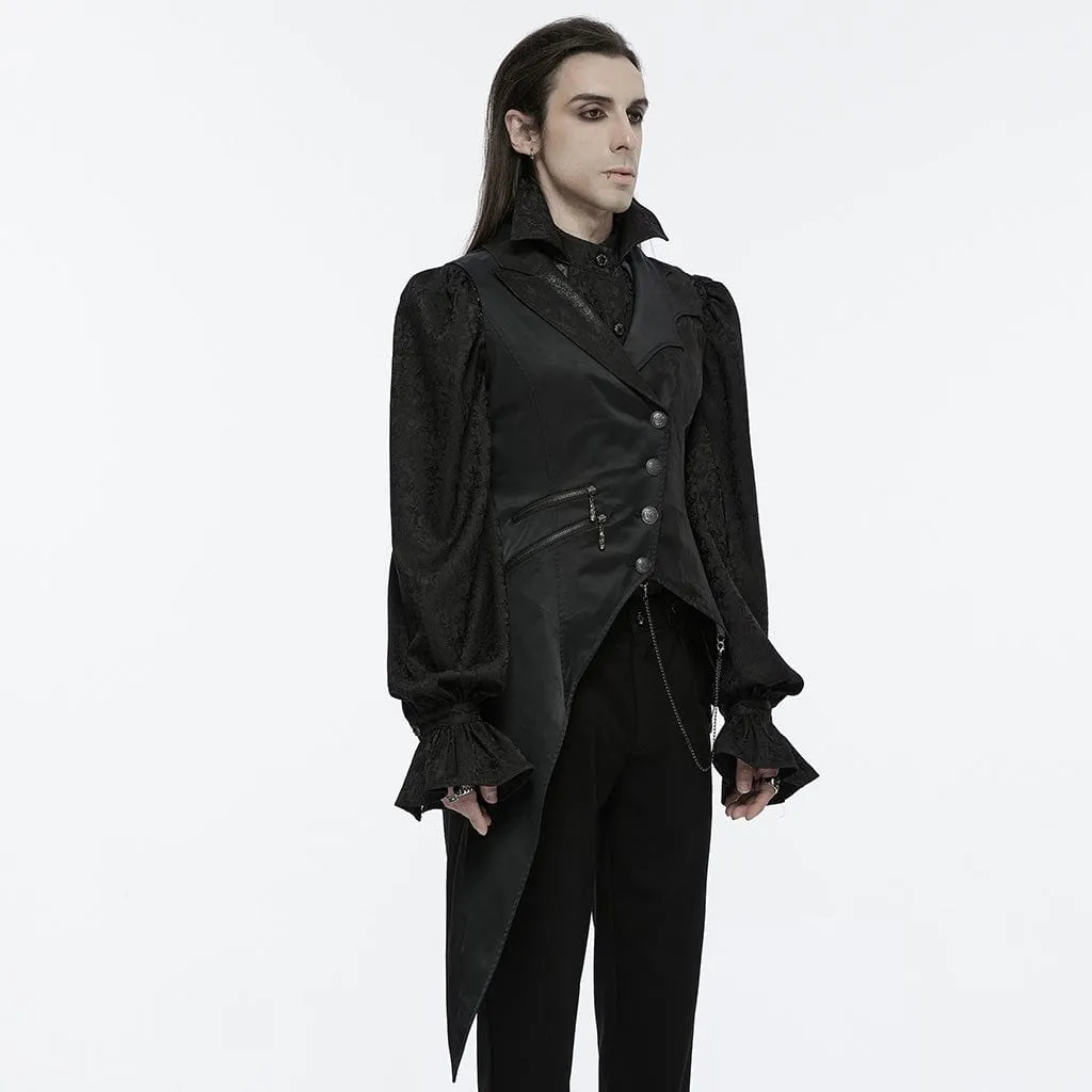 Herren-Gothic-Weste mit Schnürung, Reißverschluss und Kette