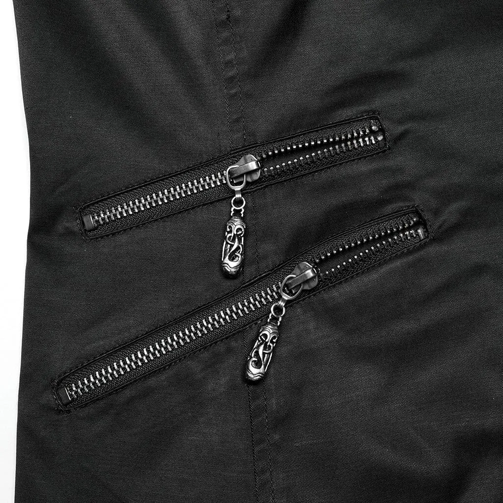 Herren-Gothic-Weste mit Schnürung, Reißverschluss und Kette