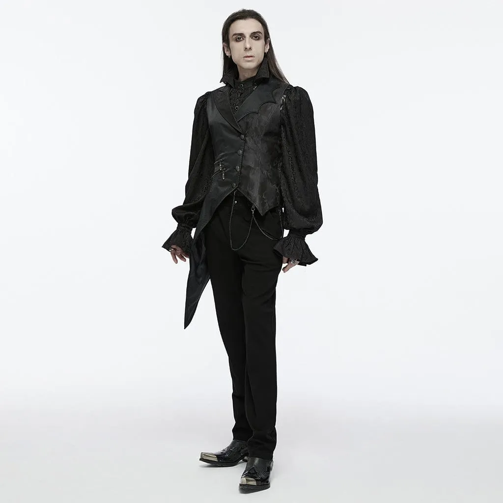 Herren-Gothic-Weste mit Schnürung, Reißverschluss und Kette