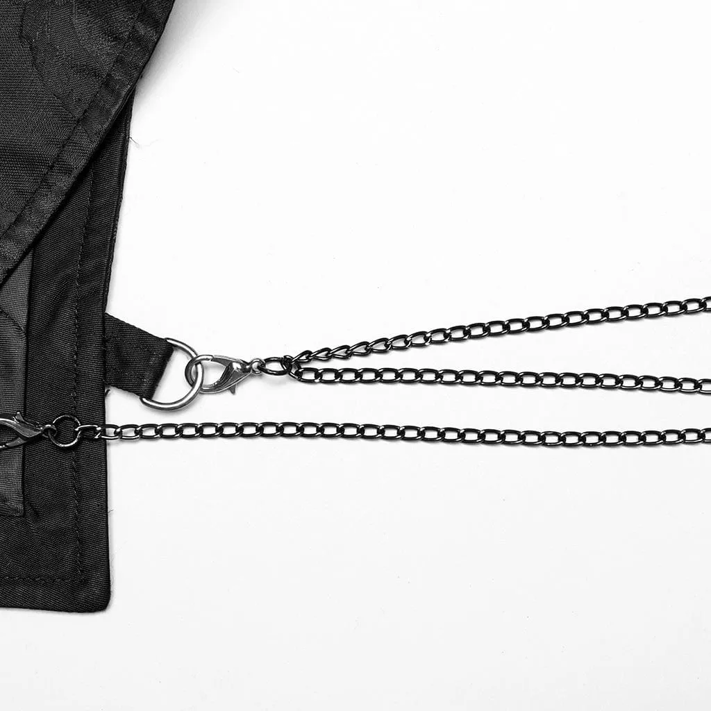 Herren-Gothic-Weste mit Schnürung, Reißverschluss und Kette