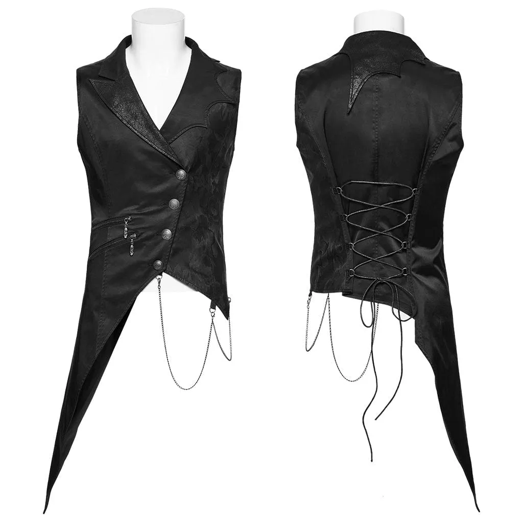Herren-Gothic-Weste mit Schnürung, Reißverschluss und Kette
