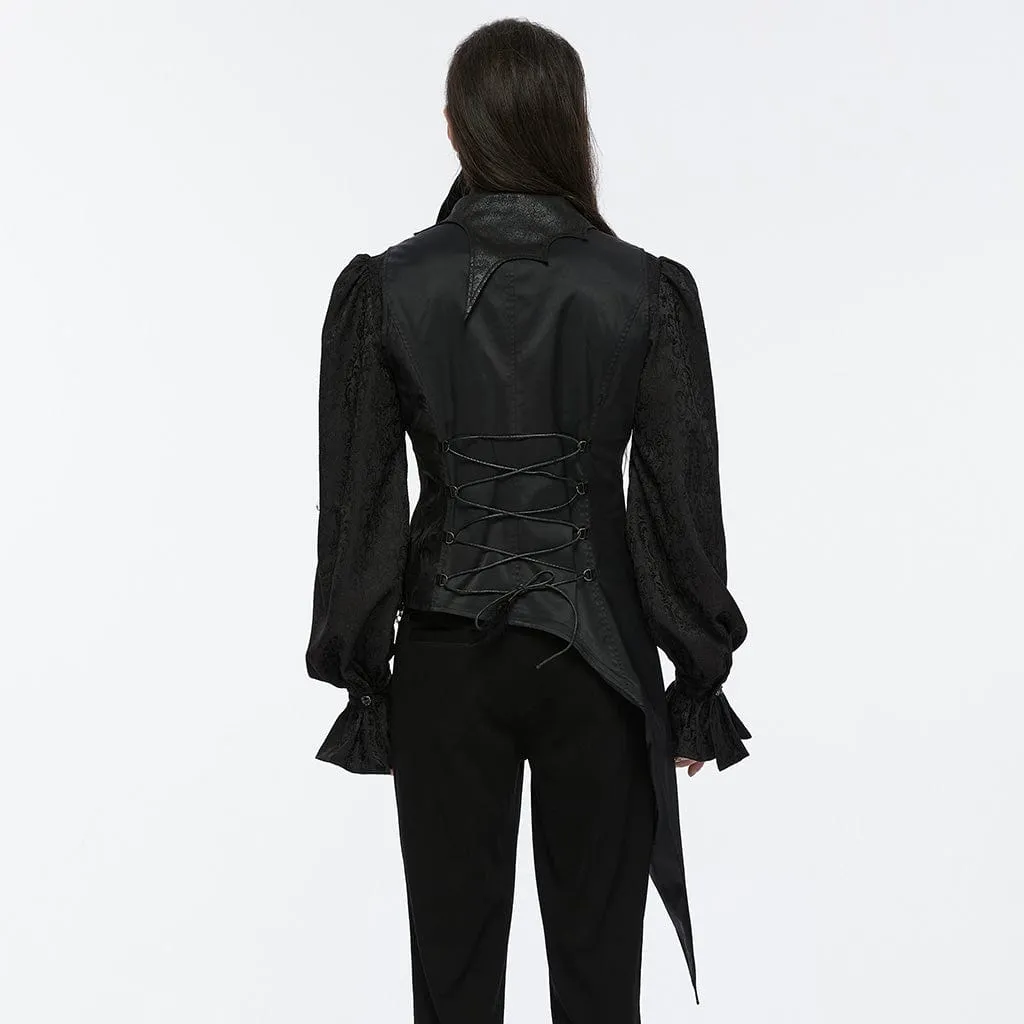 Herren-Gothic-Weste mit Schnürung, Reißverschluss und Kette