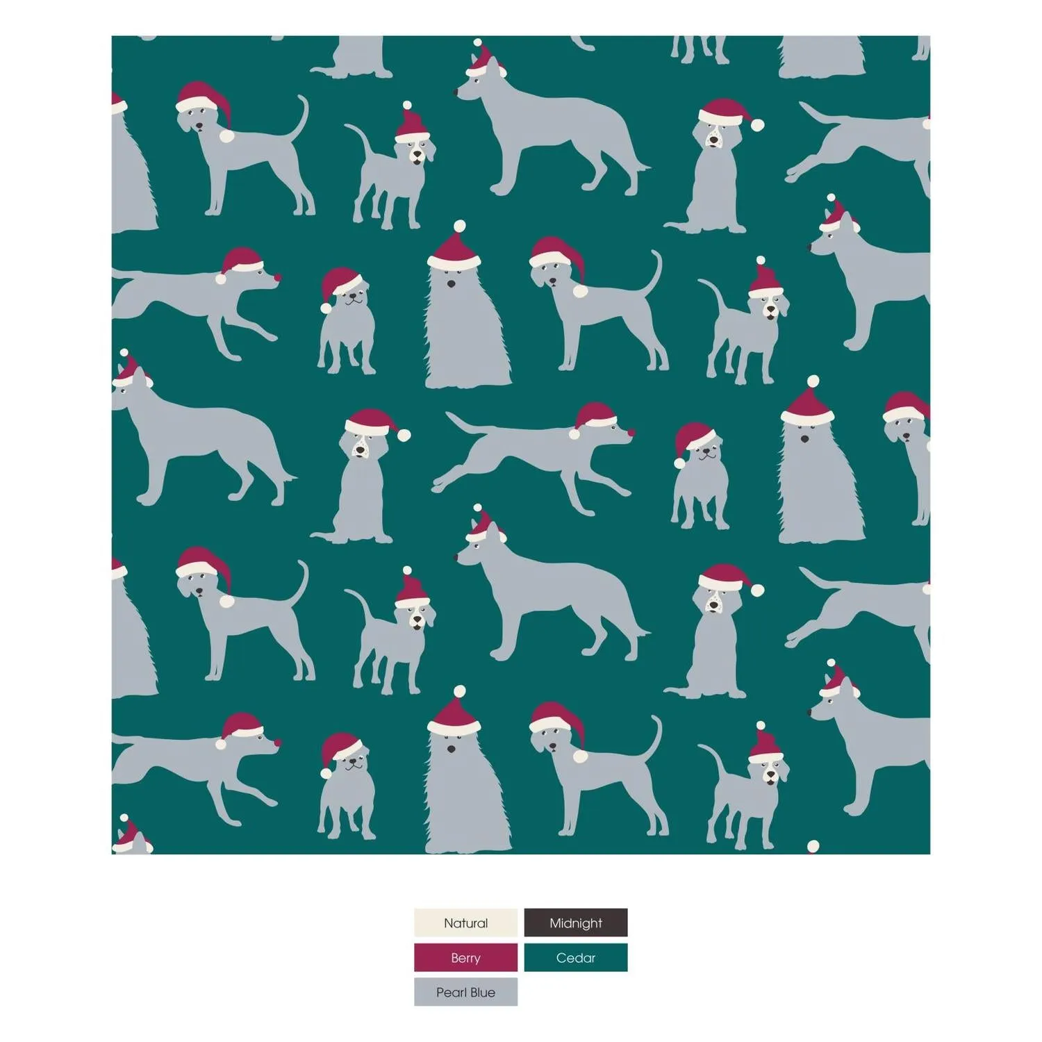Herren Schlafanzug-Set mit langen Ärmeln in Zedernholz Santa Dogs