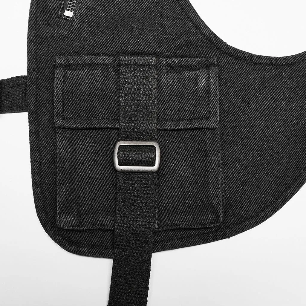 Männer Punk Gürtel mit großen Taschen und Verschluss