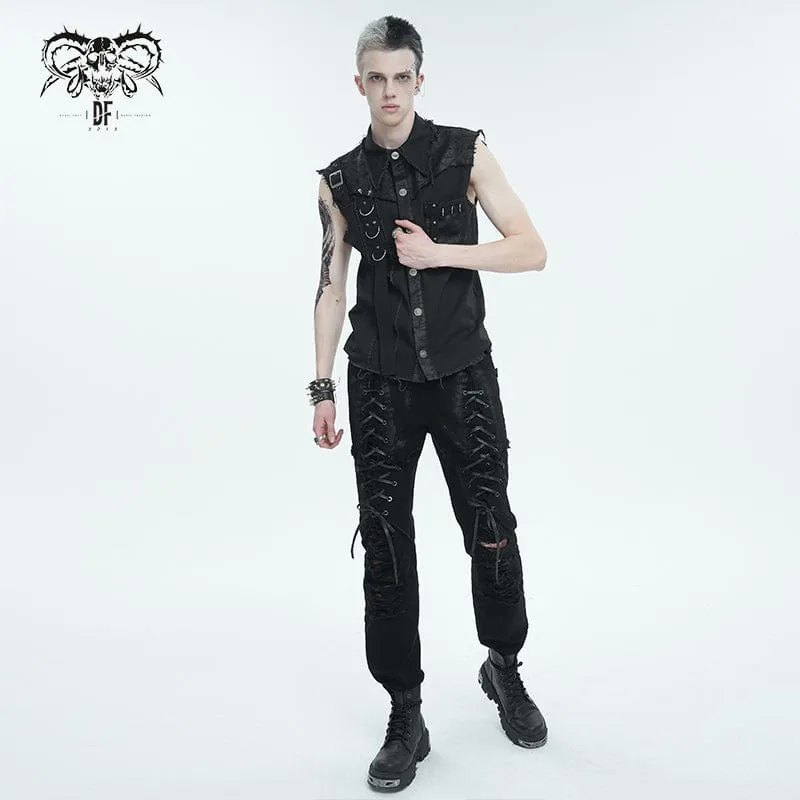 Herren Punk Schnallen-Splice-Vest ohne Kanten