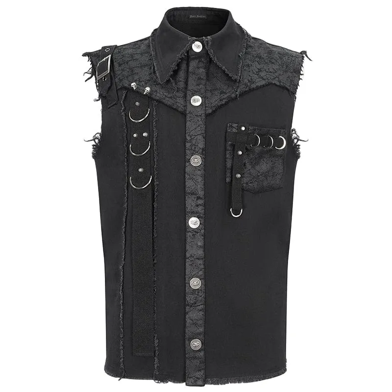 Herren Punk Schnallen-Splice-Vest ohne Kanten
