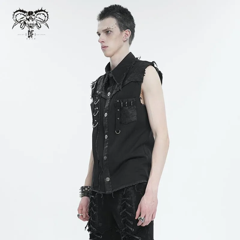 Herren Punk Schnallen-Splice-Vest ohne Kanten