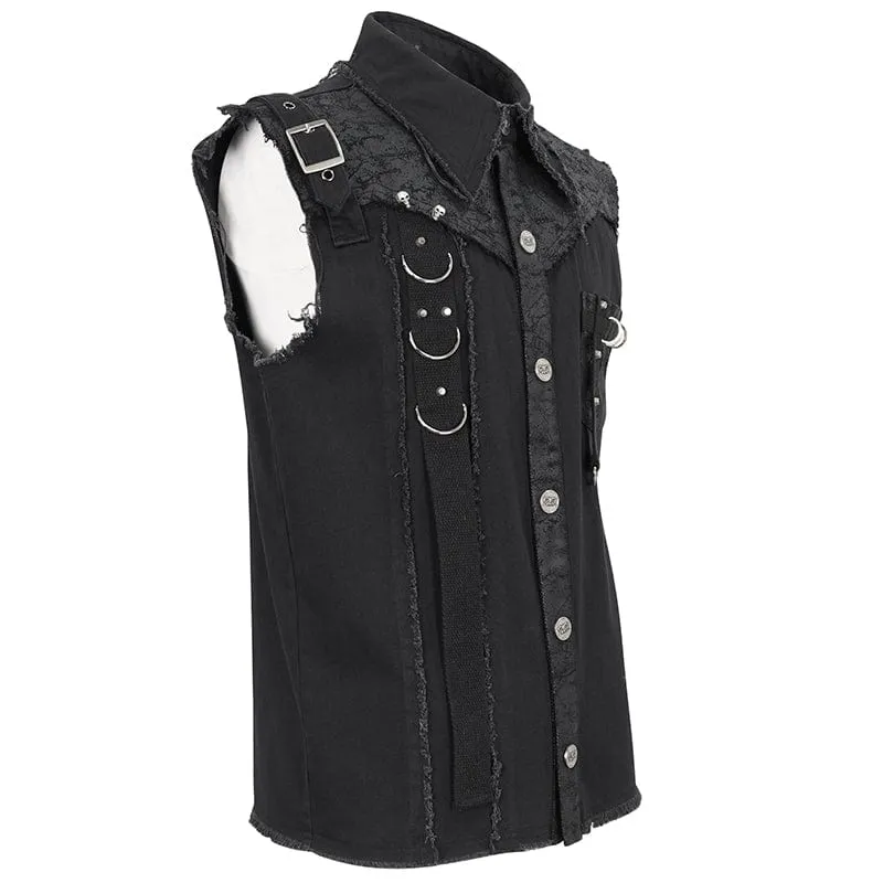Herren Punk Schnallen-Splice-Vest ohne Kanten