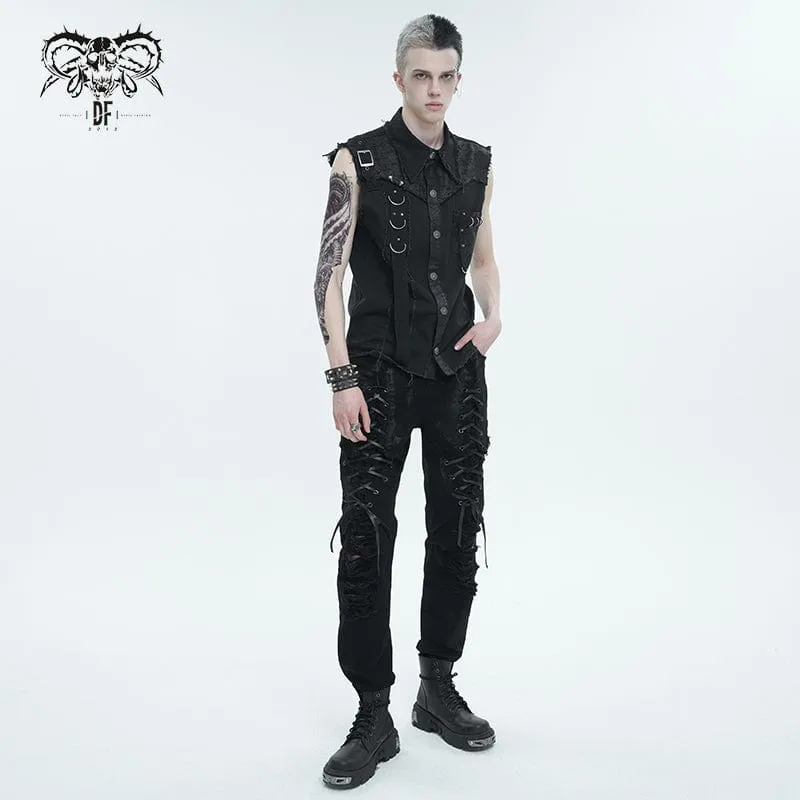 Herren Punk Schnallen-Splice-Vest ohne Kanten