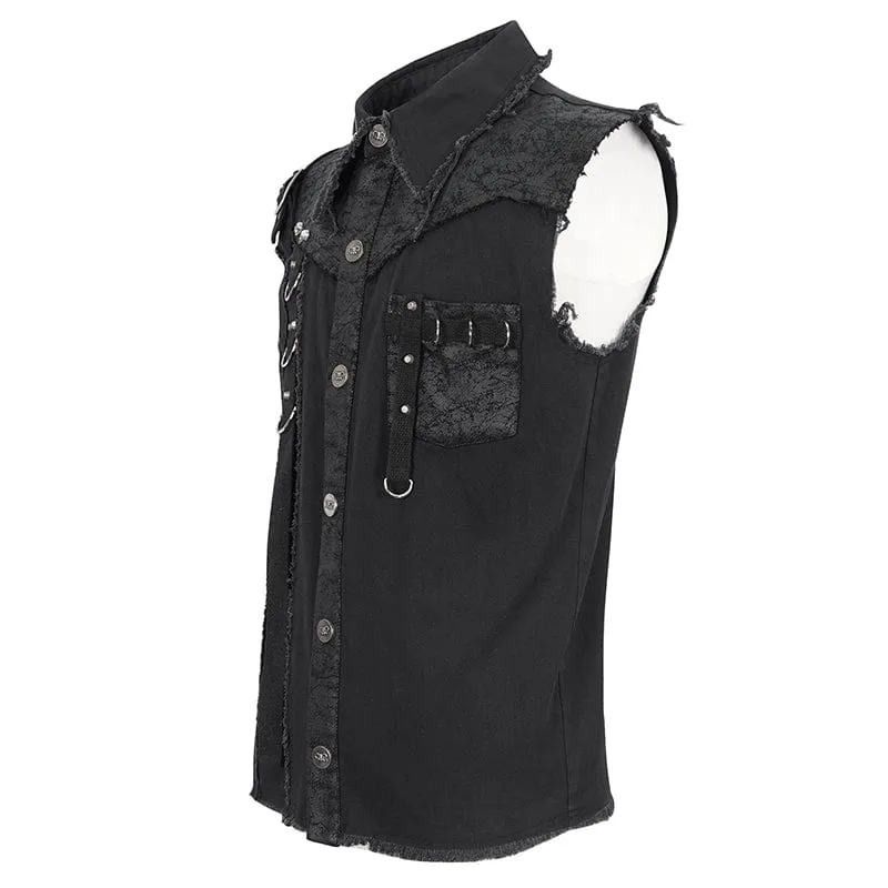 Herren Punk Schnallen-Splice-Vest ohne Kanten