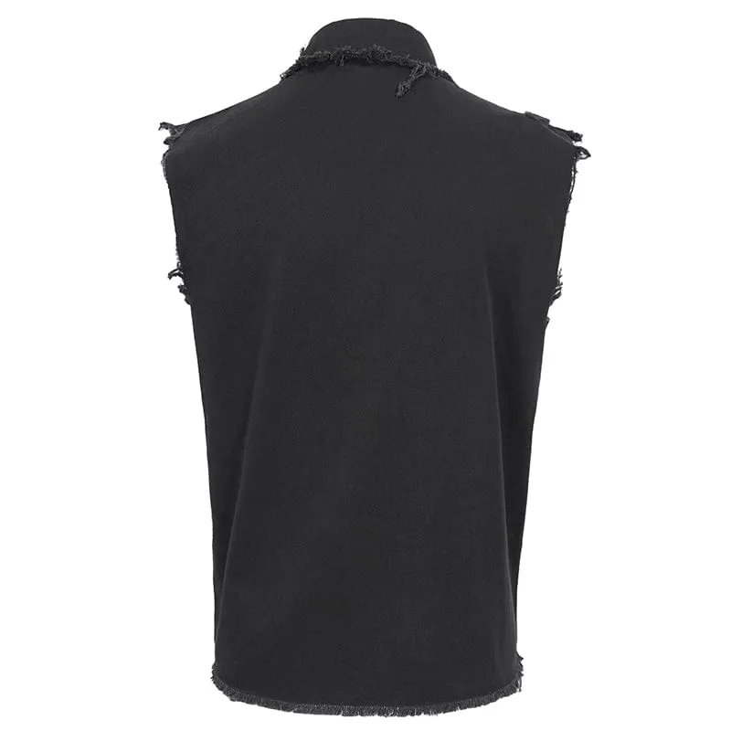 Herren Punk Schnallen-Splice-Vest ohne Kanten